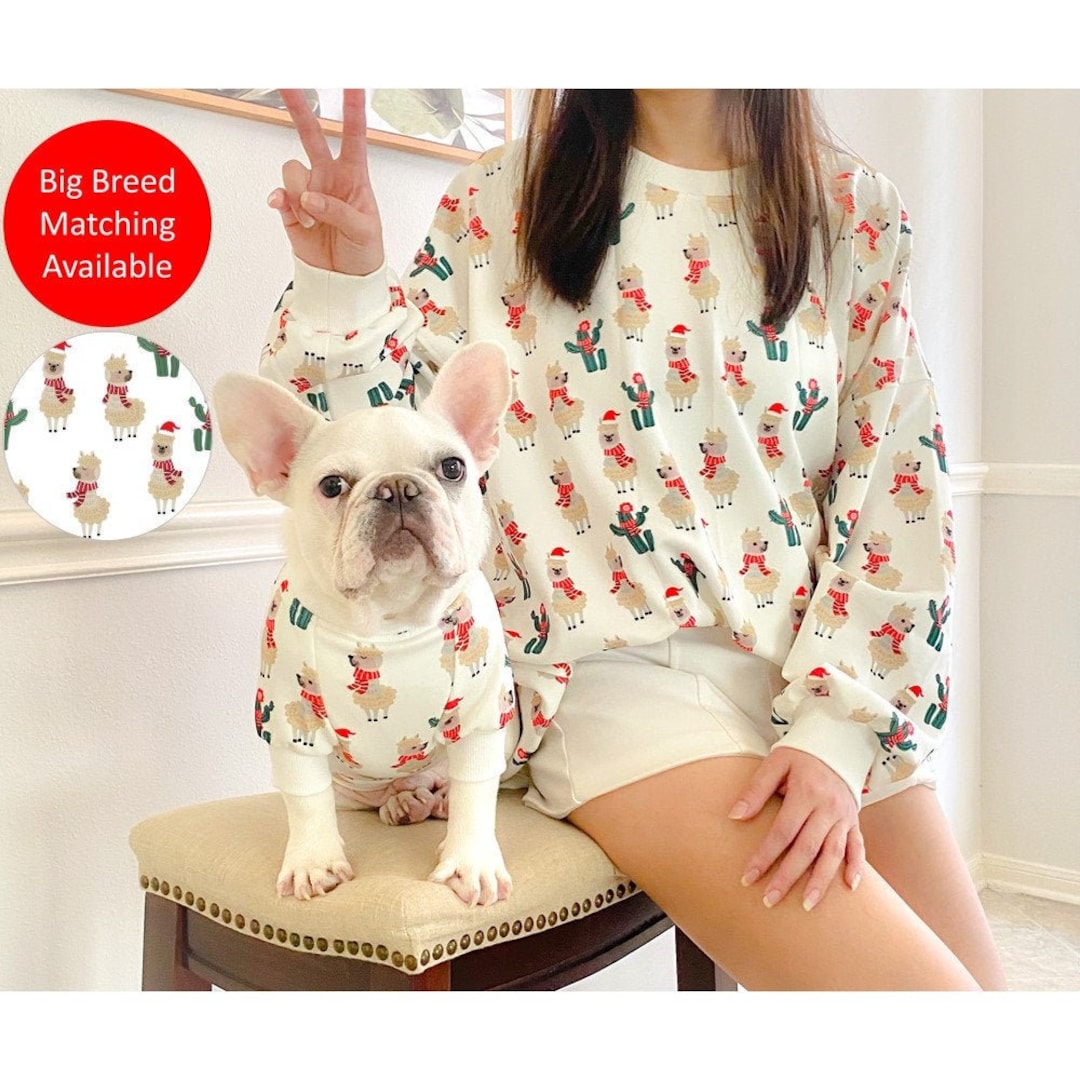Handmade Pet and Owner Family Christmas Matching Sweater Llama in