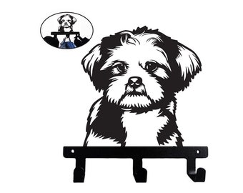 Lhasa Apsos Design Hook, Metal Wall Hook, Dog Design Shaped Portrait Wall Mount, Small Decorative Hook for Towel Leash Keys