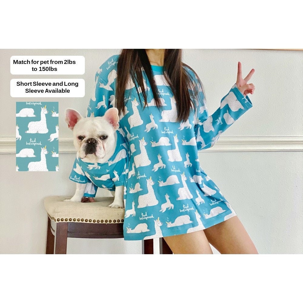 Assortiment Pet Owner Set Pets Cat Dog Parent Llama Alpaga Fatigué Mais Inspiré Tshirt Family Match 