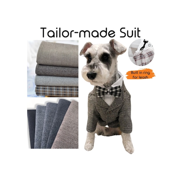 Tailor Made Dog Cat Pet Wedding Suit and Tie, Custom Made  Mafia Theme Formal Coat and Tuxedo, Wedding Banquet Gentleman Bridegroom Hardness