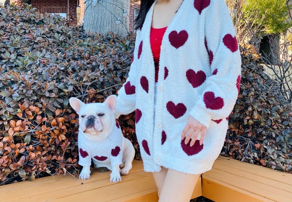 Matching Pet Owner Set Pets Cat Dog Parent Love Red Heart Shape Lover Valentine Soul Pet Family Match Twinning Sweater Cardigan Etsy