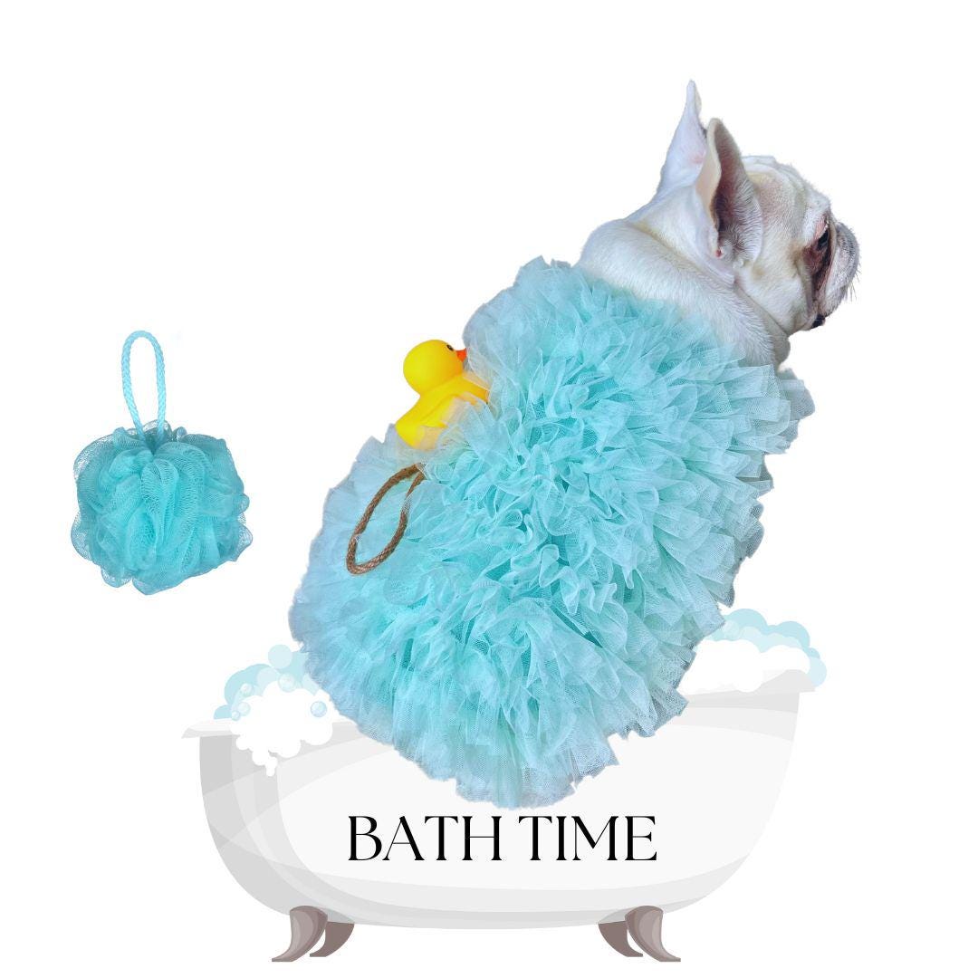Bath Time Loofah Pet Dog Cat Costume, Shower Puffs Sponge Scrunchie Body Scrub With Rubber Duck ...