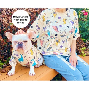 Matching Pet Owner Set Dog Cat Unisex Dinosaur Unicorn Rainbow Summer Viber Spring Twinning Tee Shirts