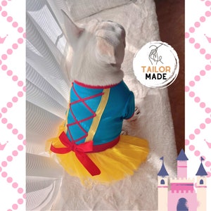 Halloween Haustier Hund Katze Kostüm, Prinzessin Kostüm, Gelb und Blau Kleid Cosplay, Tutu Tüll Colorblock Kleid für Haustier