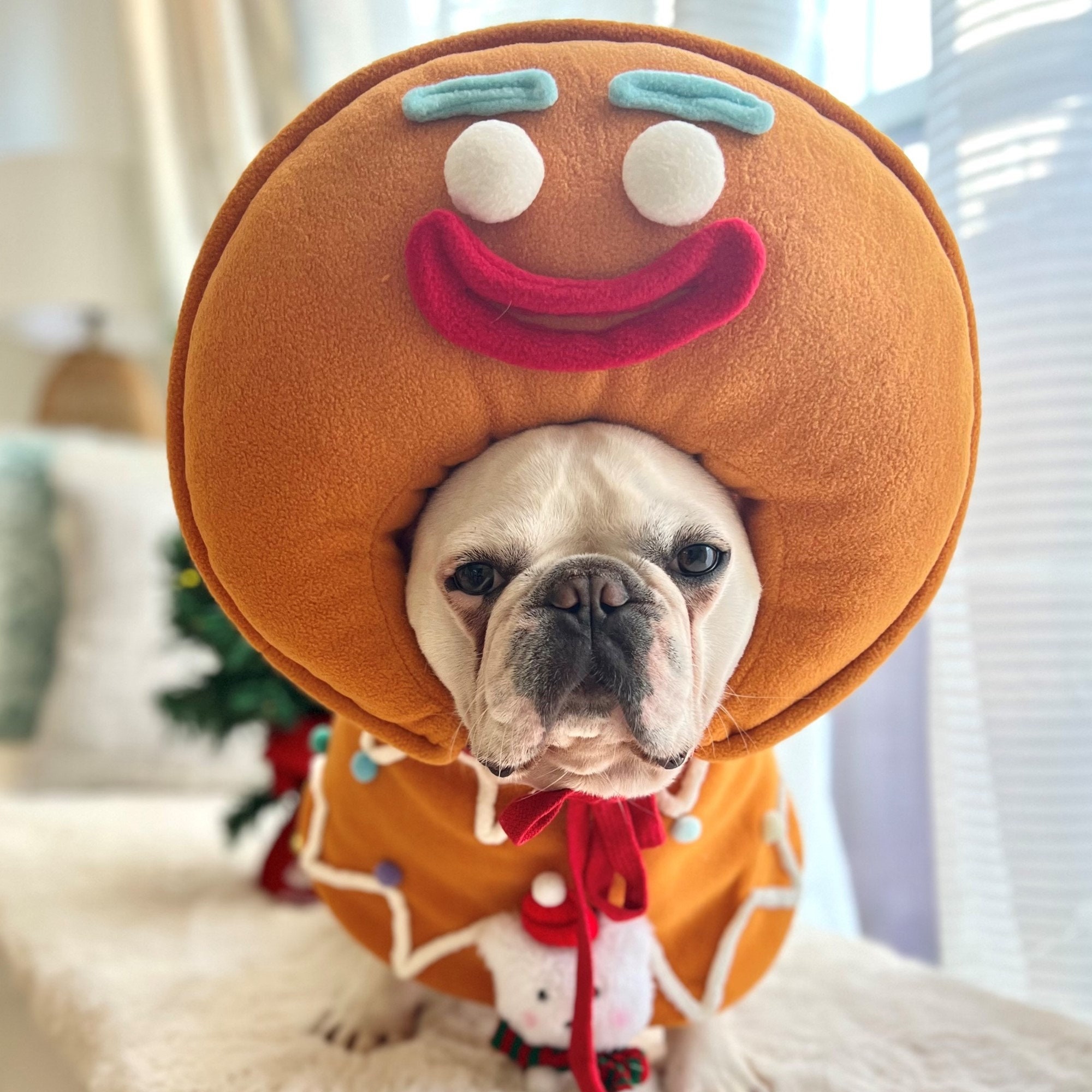 Pet Dog Cat Christmas Gingerbread Man Costume Mascot Holidays 