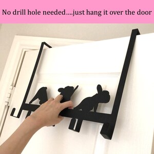 French Bulldog Yoga Frenchie Black Coat Hook Metal Coated Bathroom Clothes Towel Over The Door Hook No Drill Hole Needed Door Hanger image 2