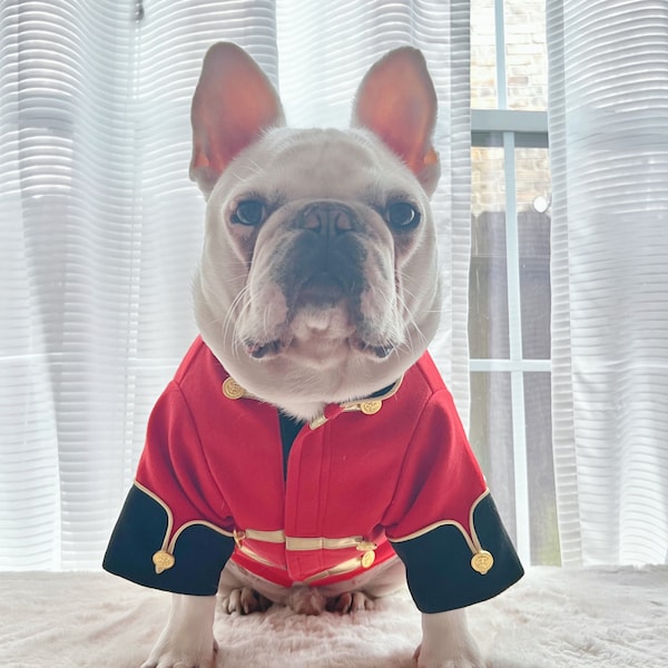 Nutcracker Soldier Costume, Christmas Holidays Pet Dog Cat Cosplay Red Suit Tuxedo Coat for Small to Big Dogs