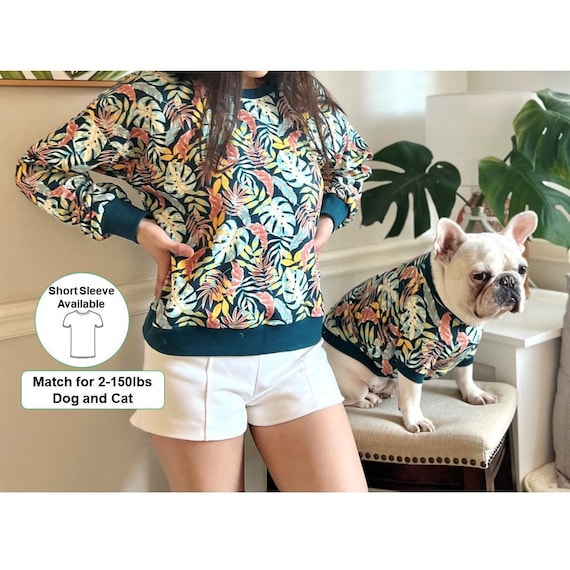 Matching Pet Owner Set for Pets Cat Small Big Dog Parent Monstera Deliciosa Swiss Cheese Plant Garden Vibes Twinning Sweatshirt Sweater