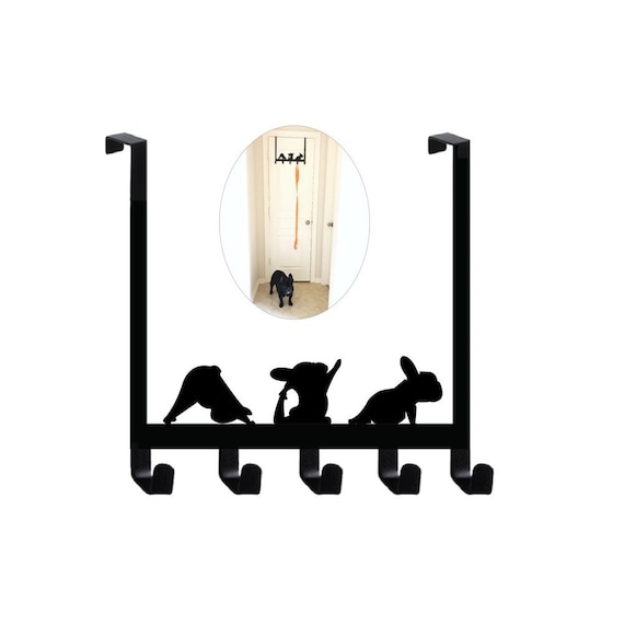 French Bulldog Yoga Frenchie Black Coat Hook Metal Coated Bathroom