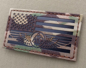 USA Flag Air Crew Wings 2"x3.5" Laser Cut Patch