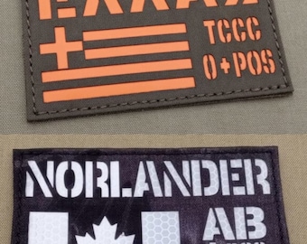 Jumbo Custom Patch 3×5 with three Text Lines and Flag Lasercut Patch