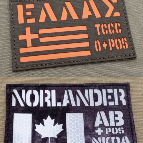 Jumbo Patch personnalisé 3 × 5 avec trois lignes de texte et drapeau Lasercut Patch