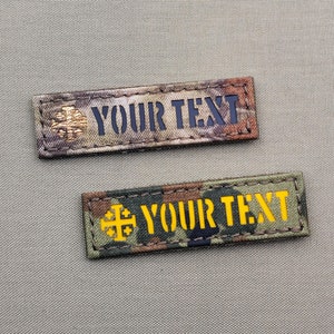 Custom Name Tape 1″x3.5″ Your Text With Holy Cross  Velcro Patch