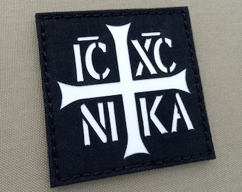 ICXC NIKA Christogram Cruz Ortodoxa 3"x3" Remendo de corte a laser