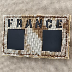 France Flag Drapeau Français Tricolore Armée Tricolour 2&quot;x3.5&quot; Lasercut patch