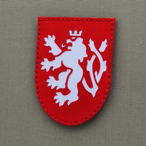 Shield Coat of Arms Lion Czech Bohemia 3&quot;x2.25&quot; Lasercut Patch