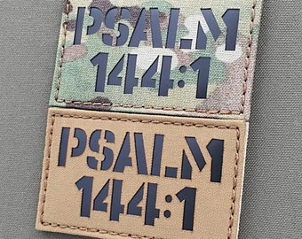 Psalm 144:1 Patch 2"×3.5" Gesegnet sei der HERR Meine Stärke Christliche Kriegerin Kampf Lasercut