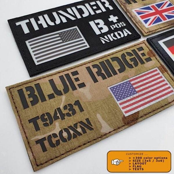 Jumbo Patch Custom ID Big Panel 3×6 Full Color Flag with three Text Lines Lasercut Patch