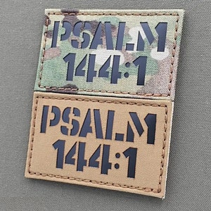 Psalm 144:1 Patch 2"×3.5" Blessed Be The LORD My Strength Christian Warrior Combat Lasercut