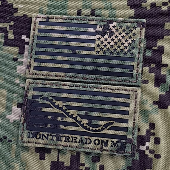 Bundle Set of 2 Patches 2.1x4 First Navy Jack America Reversed Flag Morale  Lasercut Patch 