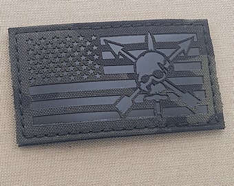 USA flag Nous Defions SF Army Green Beret 2"x3.5" Laser Cut Patch