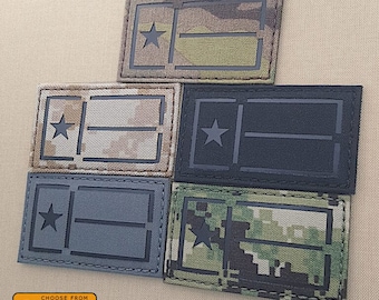Parche cortado con láser de 2" x 3,5" con la bandera de Texas Lone Star