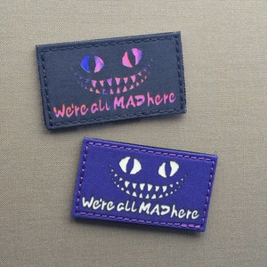 Cheshire Cat - We&#39;re All Mad Here 2x3.5&quot; Laser Cut Patch