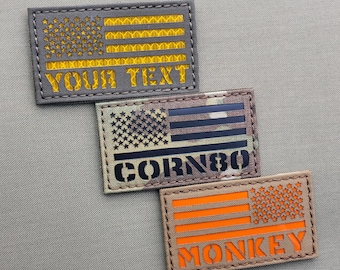 Custom USA American Flag 2×3.5 Your Text Lasercut Patch