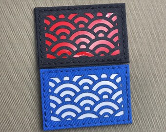 Seigaiha Wave Patch – 2x3" Japanese Ocean Waves Design for Jackets, Bags, caps...