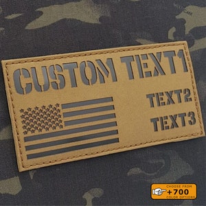 Jumbo Custom Patch 3×6 with three Text Lines and Flag Lasercut Patch
