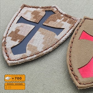 Crusader Cross Shield 4&quot;x3&quot; Lasercut Patch