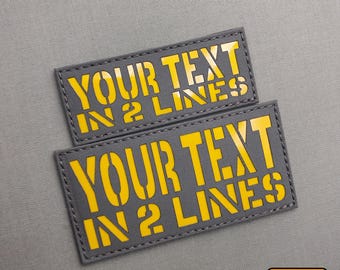 Set of 2 Custom Patches 2X5" and 3x6" Hook and Loop Lasercut Patch