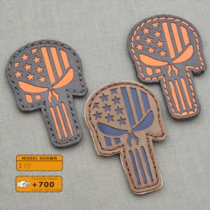 Skull America Flag 3"x2" Lasercut Patch