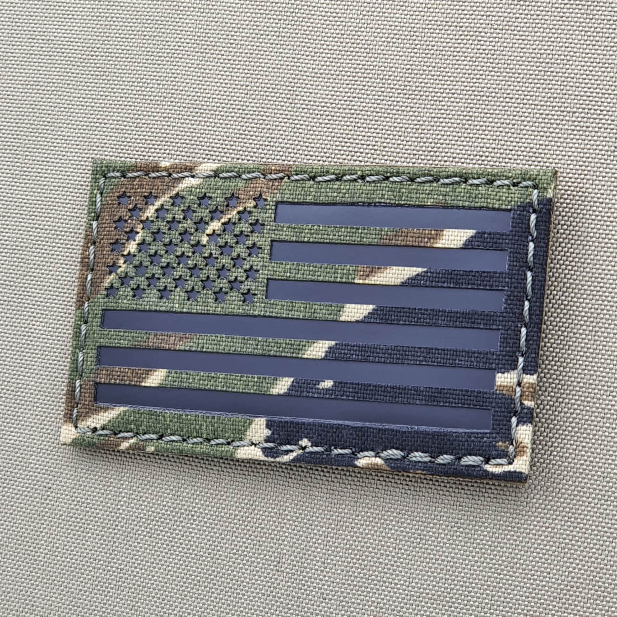 Reversed 3.5x2 Inch Infrared Multicam (OCP) Ir Us Flag Patch Us Army  Special Forces