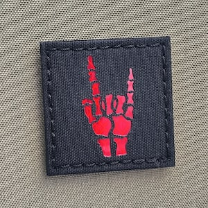 Rock and Roll Sign Skeleton Hand 2 "X2" Laser Cut Patch