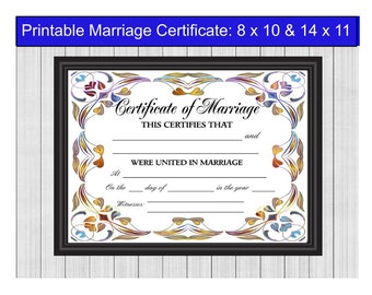 Wedding Certificate, Marriage Certificate, Marriage Sign, Wedding Gift, Personalized Wedding, Wedding Keepsake, Wedding Decor, DIY