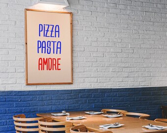 Italian Food Art Print Kitchen Wall Art Decor Pizza Lover Gift Pasta Typography Art Design Poster Restaurant Wall Art Minimal New Home Gift