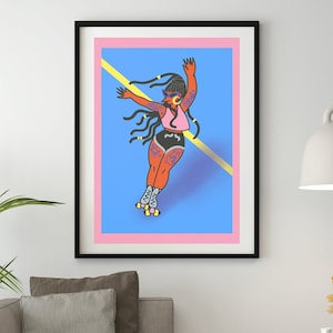 Roller Skater Girl Print, Tattoo Girl Art, Graphic Poster, Wall Art Decor, Fine Art Giclee Print, Modern Wall Print, Contemporary Design