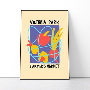 Victoria Park Print, Farmers Market Art, Food Art Poster, Graphic Art Print, Colourful Pop Art Poster, Home Wall Art, Modern Room Decor