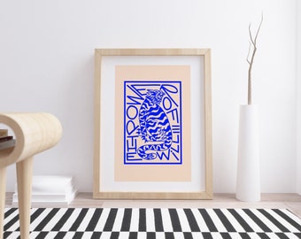 Motivational Print, Tiger Design Typography Poster, Graphic Poster Wall Decor, Modern Home Wall Art, Inspirational Poster Retro Modern Print