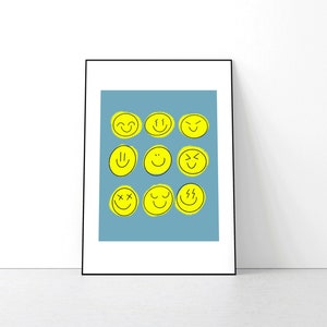 Smiley Graphic Print, Design Poster, Modern Wall Art Print, Home Decor, Gallery Wall, Bedroom Art Print, Living Room Wall Art, Pop Art Print