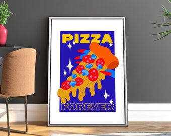 Lámina artística de pizza: decoración de pared con comida para la cocina moderna