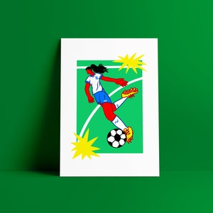 Póster de fútbol, impresión de la Copa Mundial Femenina, arte mural de fútbol, decoración deportiva para el hogar, impresión de leonas, regalo para jugador de fútbol para dormitorio infantil