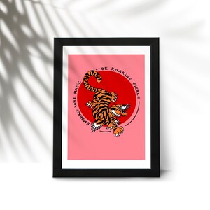Impresión de arte mural de tigre, póster gráfico de animales, decoración moderna del hogar, póster de arte colorido, decoración bohemia, arte del año del tigre, impresión del zodiaco chino
