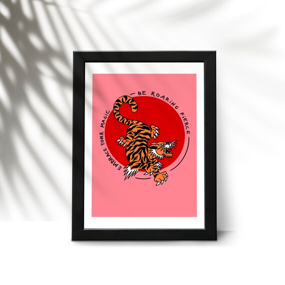 Tiger Art Print: Colorful Graphic Poster, Modern Boho Decor