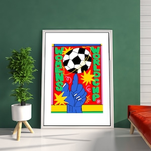 Womens World Cup Poster, Football Wall Art, Sports Home Decor, Colourful Design Poster, Typography Art Print, Football Fan Gift, Soccer Art