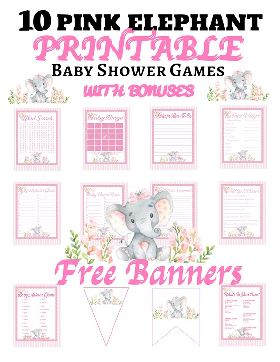 50 Pink Favors Elephant Bingo Game Cards Girl Baby Shower Kitchen /" Dining