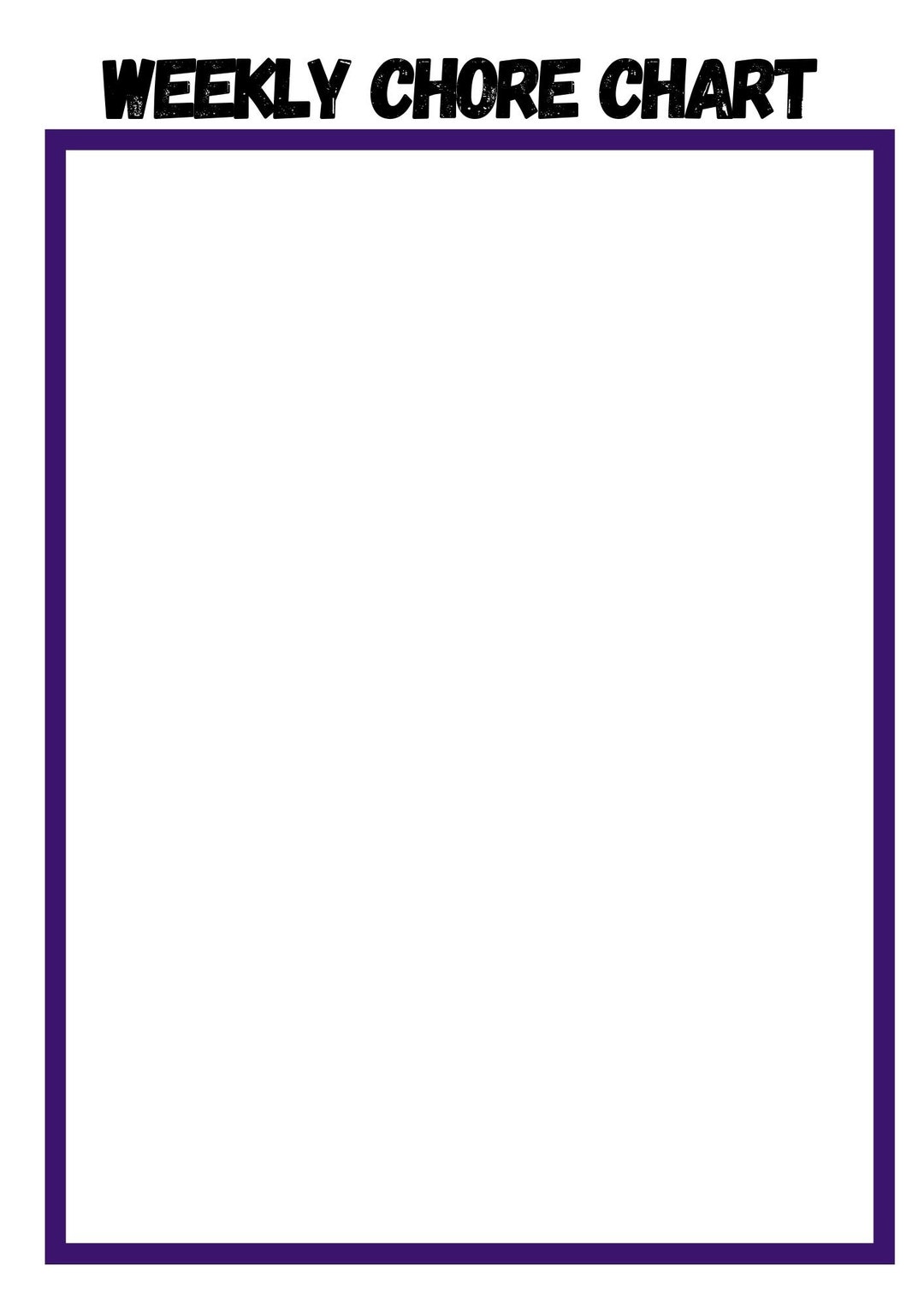 Blank Weekly Chore Chart Printable Rectangular Whiteboard Etsy