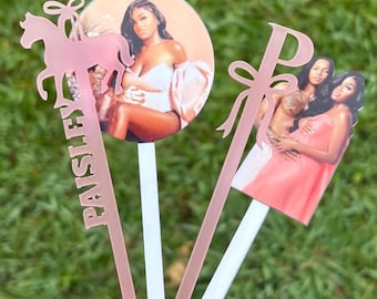 Custom Acrylic Drink Stirrers – Personalized Photo or Name – Wedding Cocktail Toppers, Party Favors, Event Bar Accessories