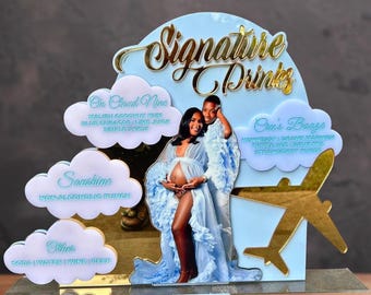 Custom Cloud Acrylic Bar Menu Drink Sign with picture